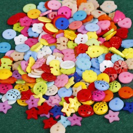 QH-Shop Buttons Resin Buttons Candy Colours Small Buttons with Plastic Box for Sewing Craft Scrapbooking and DIY Handmade Decoration 235 pcs