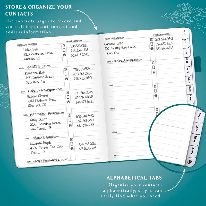 Legend Planner Address Book with Alphabetical Tabs –Telephone Contacts Book
