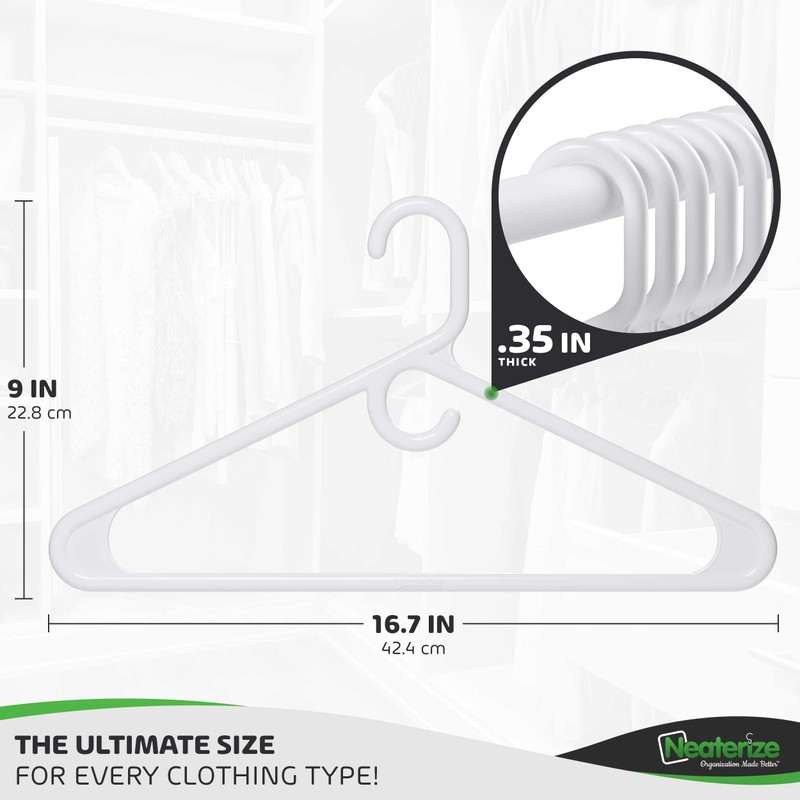Ultra Heavy Duty Plastic Clothes Hangers - White - Durable