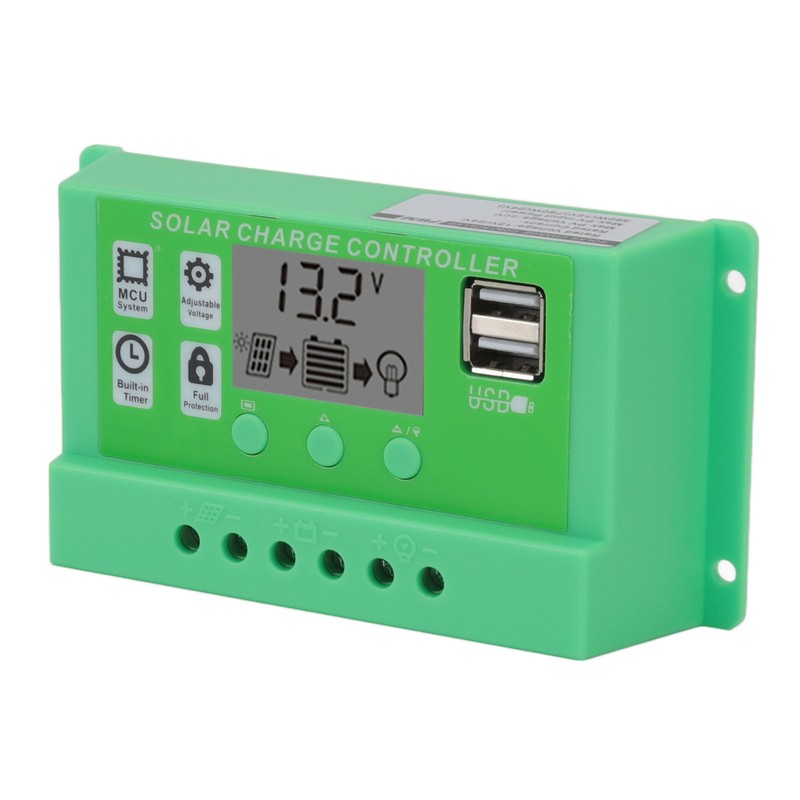 Green PWM Solar Charge Controller LCD Large Screen Display Photovoltaic