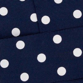 7/8" Grosgrain Ribbon White Dots 370 Navy 25yd