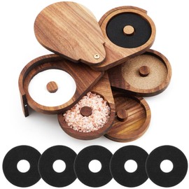 Mifoci Acacia 5 Tier Margarita Salt Rimmer Set Magnetic Rimming Station with Lid and 5 Sponges Bar Glass Rimmer Home Bar Accessories for Cocktails Drinks House Party Bartender Supplies