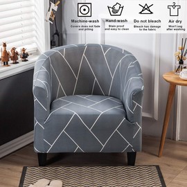MIFXIN Tub Chair Slipcover 1 Piece High Stretch Club Chair Cover Elastic Barrel Chair Armchair Couch Sofa Furniture Protector for Living Room Hotel (Pattern-01)