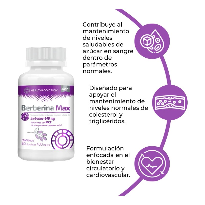 Berberina Max Adicionada Con Mct 60 Capsulas Healthaddiction