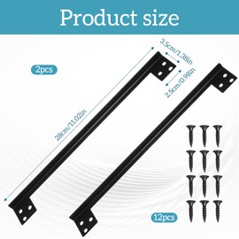 2 PCS Outswing Door Security Protector, Door Latch Guard Plate Outswing, 11 in L Shaped Reinforcement Striker Plates, Door Latch Guard Plate Cover for The Gap Between Doors Lock and Doors Frame