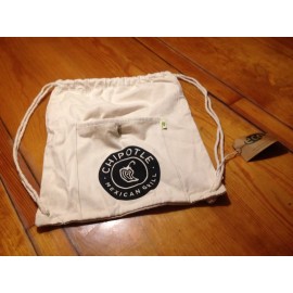 Canvas Chipotle Mexican Grill- Natural Canvas Cinch Bag-Bnwt