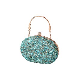 CORIOS Women Evening Bag Sequin Clutch Bag Bridal Wedding Purse Ladies Handbag With Detachable Chain Elegant Shoulder Bag Sparkly Weeding Prom Cocktail Banquet Party Crossbody Bag Blue Green