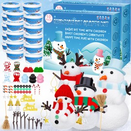 20 Pack Snowman Kit, DIY Christmas Craft for Kids Gifts, Build a Snowman Kit Indoors Decorations, Creative Air Dry Clay Modeling Crafts Kit for School Winter Party Activities, Christmas Perfect Kids