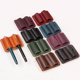 Color leather pen holder clip,pen holder for notebook,notebook pen holder,leather pen holder,pen clip for notebook,journal pen holder,pen holder clip FBAW10-LDPH (Smooth purple)