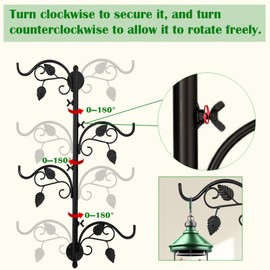 Rotating Window Plant Hanger Indoor and Outdoor, 4-Tier Wall Planters for Indoor Plants, Heavy-Duty Swivel Hanging Bracket, Hanging Plant Holder for Flower, Lamp, Bird Feeder and Wind Chime(Black)