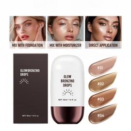 Melemando Liquid Highlighter 4 Colors Shimmer Glow Finish Face Highlighter Lightweight Waterproof Long Lasting Face Illuminator Highlight Illuminator for Face Cheek Eyes (Color 02)