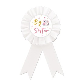 Elephant Big Sister Tinplate Badge Pin, Elephant Sister to Be Button Pin, White Rosette Sister to Be Badge Pin for Girl, Happy Birthday Girl Brooch Buttons for Baby Shower/Birthday Party