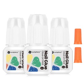 Super Solid Nail Glue for Nail Tips 5ML*3pcs, Professional Nail Glue for Press On Nails, Acrylic Nail Tips, Broken Nail, Nail Decors, Fast Drying Nail Glue Kit Long Lasting, Luckyfairy