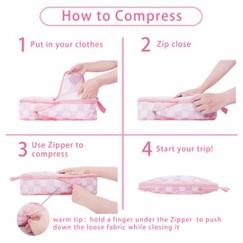 6 Pcs Compression Packing Cubes Travel for Suitcases, Waterproof Luggage Organizer Washable Storage Bags Set - Packaging Cubes for Backpack Travel Perfect for Carry-Ons and Storage