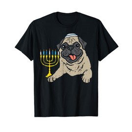 Jewish Pug Dog Menorah Hanukkah Pajamas Chanukah PJs T-Shirt