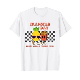 Retro Groovy Transfer Day Sticky Vibes IVF Couple Embryo T-Shirt