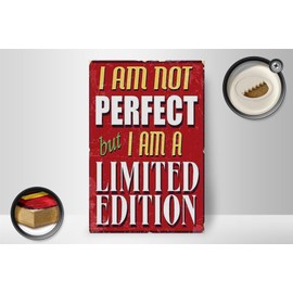 FEMER Wooden Sign with Saying 20 x 30 cm I am not Perfect Limited Edition Decorative Sign Wooden Sign