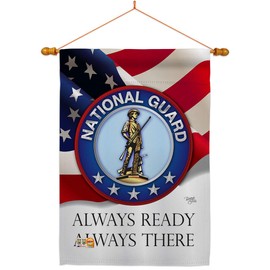 Breeze Decor HS108020-BO-03 National Guard Americana Military Decorative Vertical House Flag Set, 28" x 40", Thick Fabric