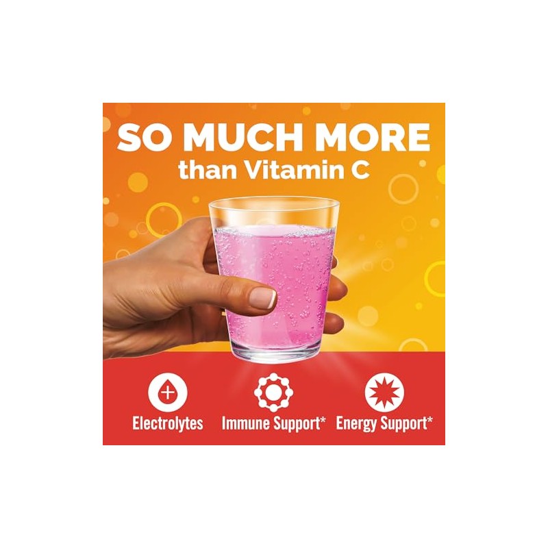Emergen-C 1000mg Vitamin C Immune Support Powder Raspberry 30CT Includes