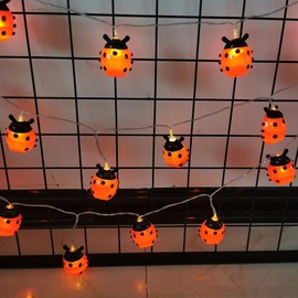 1pcs LED Ladybug String Light, 4.92ft/1.5m Battery Powered Red Ladybug Fairy Light for Family Bedroom Indoor & Outdoor Garden Wedding Party Holiday Summer Decoration