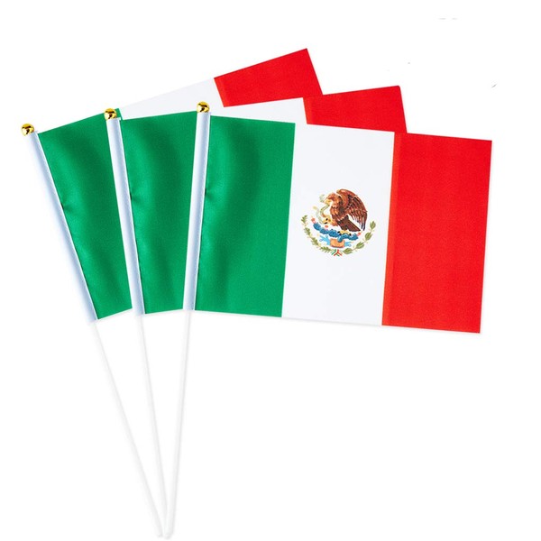 mflagperft Mexico Flag Mexican Small Stick Mini Hand Held Flags