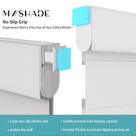 MYshasde Custom Size Zebra Blinds No Drill No Tools Cordless Dual Layer Day & Night Blackout Light Filtering Shades for Home, Thermal Insulated, Easy Install, White