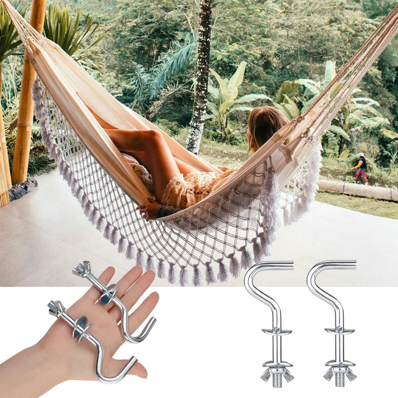 4pcs Hammock Hooks, Zinc Heavy Duty Hammock Stand Hooks 3/8