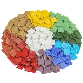 Youway Style Square Mosaic Tiles for Crafts Bulk,3/4 inch Vitreous Square Glossy Mosaic Pieces, 2.2 Pounds Mosaic Glass Tiles for DIY Art Crafts Supplies