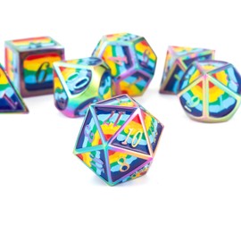 FateStone Rainbow 7pcs DND dice Set Box for Dungeons and Dragons MTR PRG Tabletop Games (Rainbow-C)
