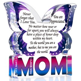 Mothers Day Mom Birthday Gifts from Daughter Son, I Love You Gift for Mother New Bonus Step Moms Mama, Gifts for Moms Unique, Best Mom Ever Gift Ideas, Butterfly Acrylic Decorative Signs Plaques