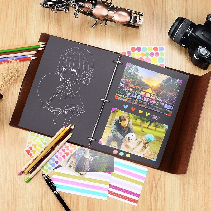 ZEEYUAN Photo Album DIY Vintage Photo Book for Gluing Black