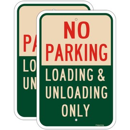 No Parking Loading and Unloading Only Sign 18 x 12 Inches No Parking Metal Sign Rust Free Aluminum, Easy Mounting, Weatherproof, Indoor or Outdoor 2 Pack