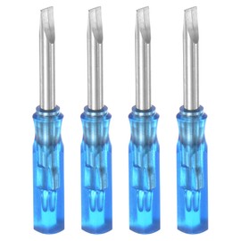 sourcing map 4Pcs SL3.0 Mini Slotted Screwdriver 3mm Magnetic Flat Head 45mm Length for Small Appliances Repairs, Blue