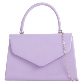 fi9® BNWT Retro Patent Leather Bridal Wedding Evening Bag Party Purse Clutch Shoulder Bag, lilac