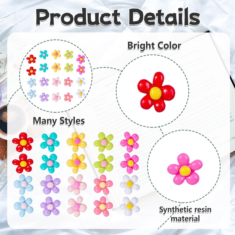 Cosmeria 3D Flower Fridge Magnets Set of 20 Colourful Strong