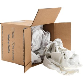PRO SOURCE Reclaimed White Cotton T-Shirt Cloth Shop Rags, Sold by Weight (5 lb)