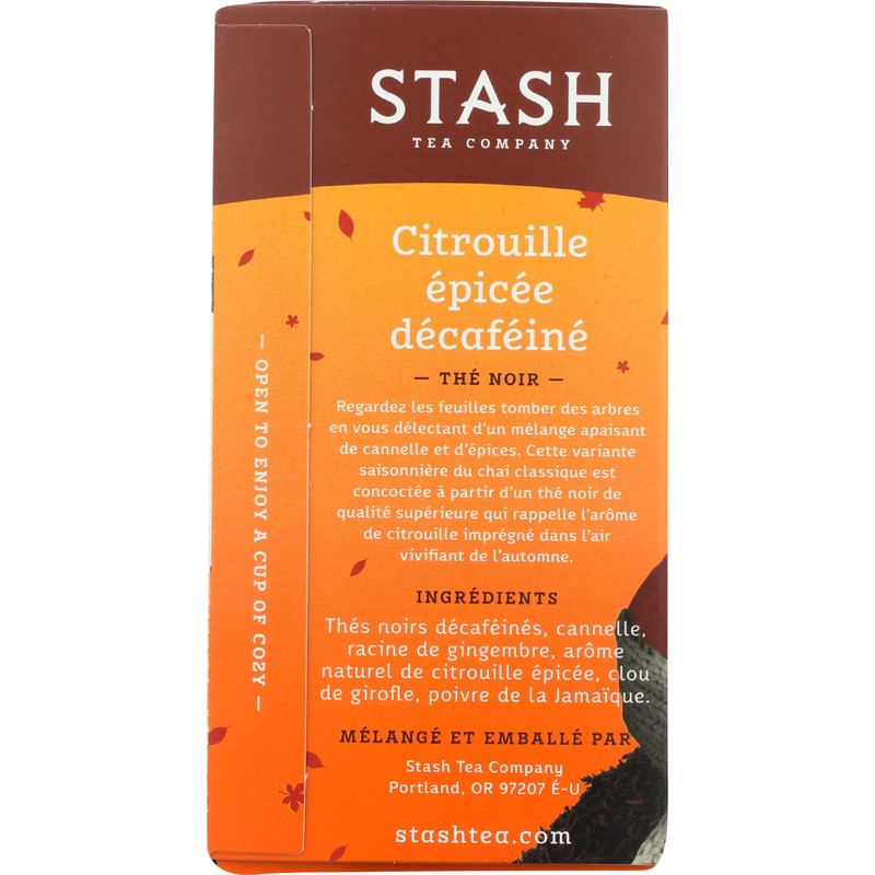 Stash Tea, Tea Pumpkin Spice Decaffeinated, 18 Count