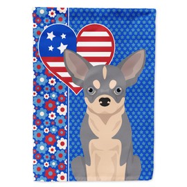 Caroline's Treasures WDK5174CHF Blue and White Chihuahua USA American House Flag Large Porch Sleeve Pole Decorative Outside Yard Banner Artwork Wall Hanging, Polyester, House Size, Multicolor