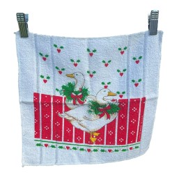 Riegel Vintage Christmas Holiday Geese Wash Cloth Dish Washing Towel Riegel USA 12x13