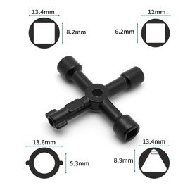 Litoexpe 2Pcs 4 Way Multi-functional Universal Cross Key Utility 4-Way Keys, Electricians Valve Tools Keys (Black)