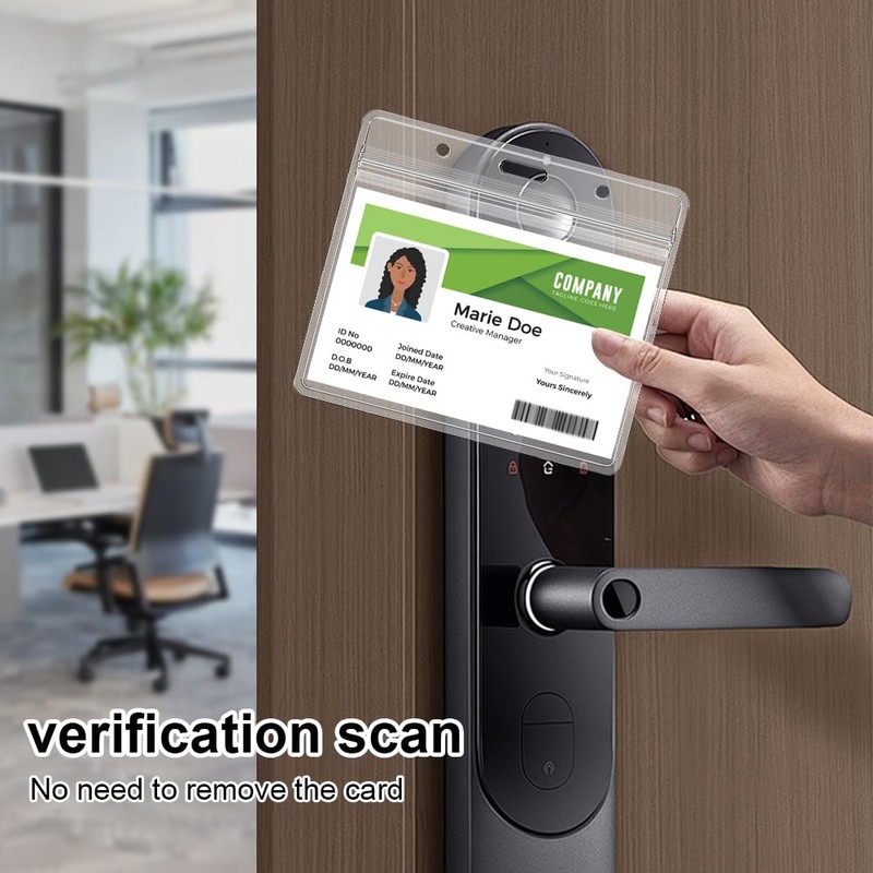 Waterproof Transparent Card Holder with Strap, PVC Horizontal ID Case