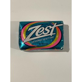 Zest Vintage 80s Aqua ZEST Deodorant Beauty Bar 3.75 oz Soap New Metallic Wrap
