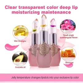 Lipstick with Flower Inside, Flower Lipstick for Women, Lipstick, Jelly Lipstick for Colour Changing Lipstick for Women Makeup Cosmetics for Women Lip Gloss (Pink Set, 6 in 1)