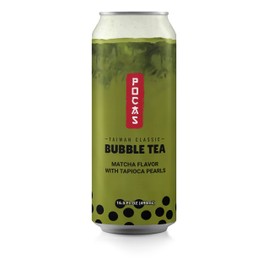 Pocas Bubble Tea with Tapioca Pearls, Matcha (Pack of 8, 16.5 oz), Asian Drinks, Refreshing Milk Boba Tea in a Can
