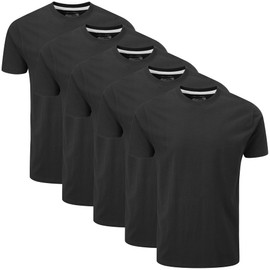Charles Wilson Men's 5 Pack Midweight Crew Neck T-Shirt (XXX-Large, Black (1222))