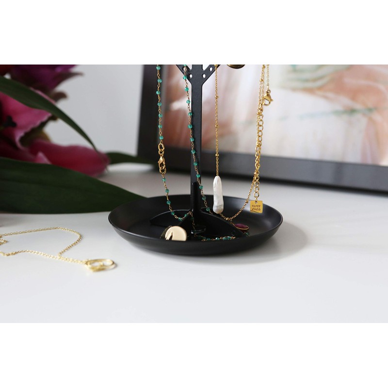 Kikkerland Bird Jewellery Stand, Metal, Black, 13.3 x 10.2 x