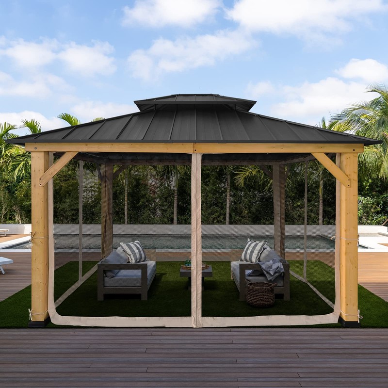 EAGLE PEAK Gazebo Replacement Mosquito Netting 10'x12', 4-Panel Screen Sidewalls