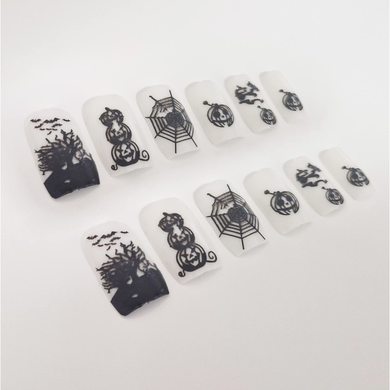 12 Halloween Themed Fake Nails with Glue (HN3)