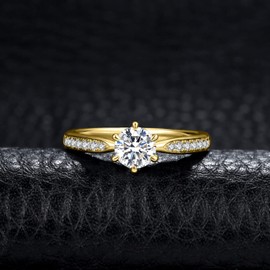 JewelryPalace Classic 1ct 1.5ct 2ct 3ct Round Cut Moissanite Solitaire Promise Ring Women's Engagement Ring 925 Silver with Stone Women Simulated Diamond Anniversary Wedding Rings Silver Rings,