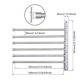 KES Swing Out Towel Bar, 6-Bar Folding Arm Swivel Hanger Bathroom Storage Organizer Wall Mount Rustproof 13 Inch SUS 304 Stainless Steel Brushed Finish, A2102S6-2